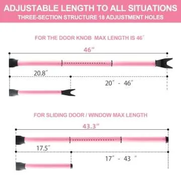 Rerishom Door Security Bar, Door Stoppers Security bar,Heavy Duty Door Lock Security Door Jammer Door Stopper for Apartment, Hotel Room,Screen Door Hardware, Gate Lock Bar(2 Pack,Pink)