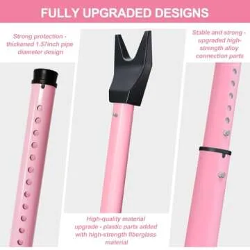 Rerishom Door Security Bar, Door Stoppers Security bar,Heavy Duty Door Lock Security Door Jammer Door Stopper for Apartment, Hotel Room,Screen Door Hardware, Gate Lock Bar(2 Pack,Pink)