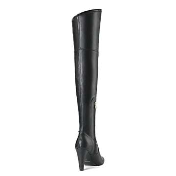 DREAM PAIRS Women's Thigh High Boots Over The Knee Heels Long Sexy Pointed Toe Boots,Size 7,Black/pu,DOB214