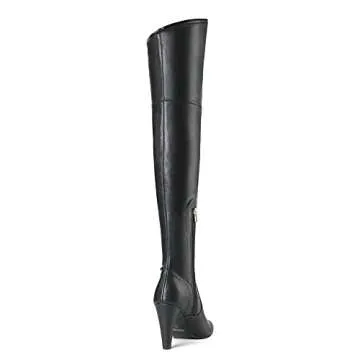DREAM PAIRS Women's Thigh High Boots Over The Knee Heels Long Sexy Pointed Toe Boots,Size 7,Black/pu,DOB214