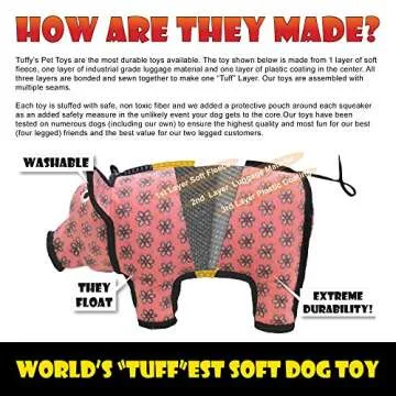 TUFFY - World's Tuffest Soft Dog Toy - MEGA Ocean Creature Octopus- Squeakers - Multiple Layers. Made Durable, Strong & Tough. Interactive Play (Tug, Toss & Fetch). Machine Washable & Floats (Small)