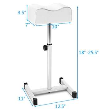 Giantex Pedicure Footrest Technician Nail Equipment, Salon Spa Beauty Footrest Home Pedicures with Height Adjustable Seat, Non-Slip Legs and Padded Seat Simple Assembly Manicure Stool(White)