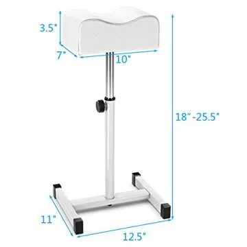Giantex Pedicure Footrest Technician Nail Equipment, Salon Spa Beauty Footrest Home Pedicures with Height Adjustable Seat, Non-Slip Legs and Padded Seat Simple Assembly Manicure Stool(White)