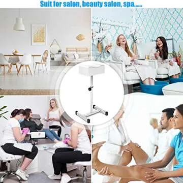 Giantex Pedicure Footrest Technician Nail Equipment, Salon Spa Beauty Footrest Home Pedicures with Height Adjustable Seat, Non-Slip Legs and Padded Seat Simple Assembly Manicure Stool(White)
