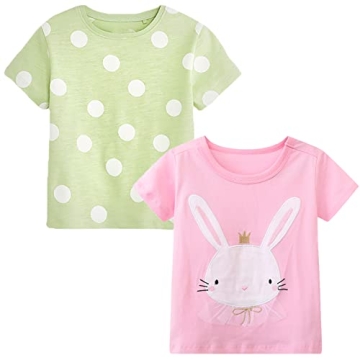 Cute Girls Bunny Applique T-Shirts for Toddlers 2-Pack.