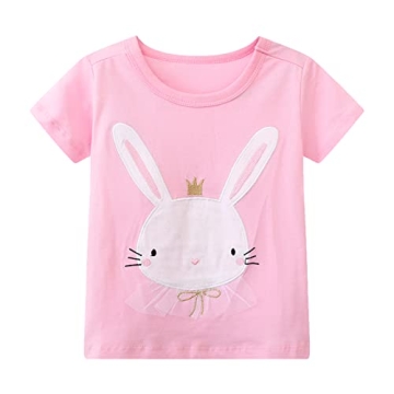 Cute Girls Bunny Applique T-Shirts for Toddlers 2-Pack.