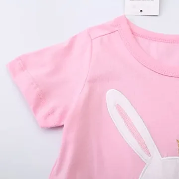 Cute Girls Bunny Applique T-Shirts for Toddlers 2-Pack.