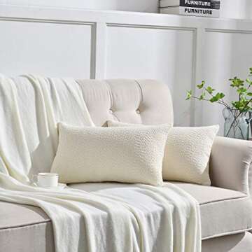 Rythome Set of 2 Cozy Fine Textured Throw Pillow Covers, Decorative Elegant Lumbar Pillow Cases for ...