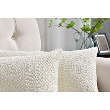 Rythome Set of 2 Cozy Fine Textured Throw Pillow Covers, Decorative Elegant Lumbar Pillow Cases for Couch Bed and Living Room - 12"x20", Ivory