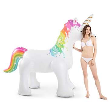 Jasonwell Unicorn Sprinkler Inflatable Unicorn Water Toys Inflatable Ginormous Unicorn Yard Sprinkler for Kids (XXXL)