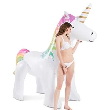 Jasonwell Unicorn Sprinkler Inflatable Unicorn Water Toys Inflatable Ginormous Unicorn Yard Sprinkler for Kids (XXXL)