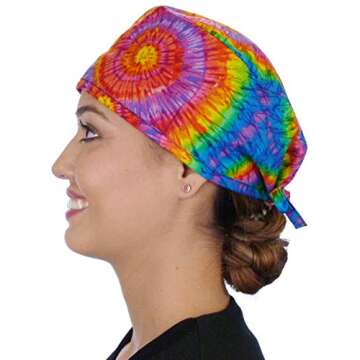Sparkling EARTH Tie Dye Tye Die Tye Dye Unisex Classic Surgical Style Scrub Working Cap - 100% Cotton - Made in The USA!