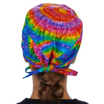 Sparkling EARTH Tie Dye Tye Die Tye Dye Unisex Classic Surgical Style Scrub Working Cap - 100% Cotton - Made in The USA!