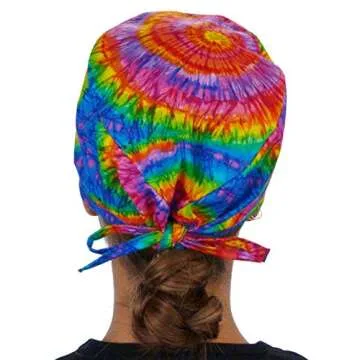 Sparkling EARTH Tie Dye Tye Die Tye Dye Unisex Classic Surgical Style Scrub Working Cap - 100% Cotton - Made in The USA!
