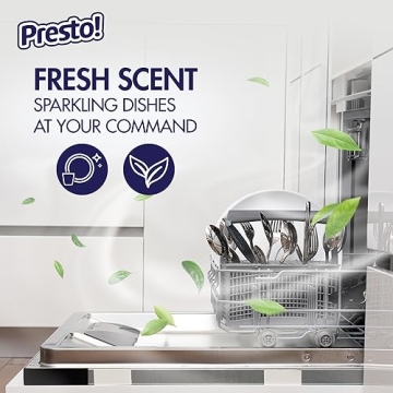 Amazon Brand - Presto! Triple Action Dishwasher Pacs, Anti-spotting, Fresh Scent, 70 Count