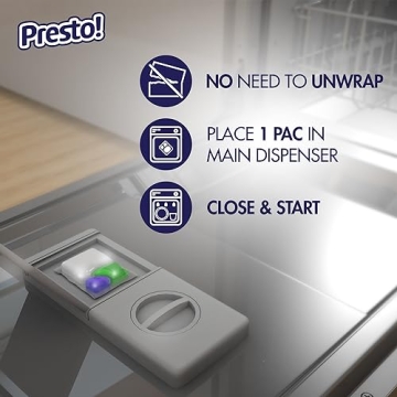 Amazon Brand - Presto! Triple Action Dishwasher Pacs, Anti-spotting, Fresh Scent, 70 Count