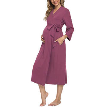 Xpenyo Women's Maternity Sleepwear Robes Long Bathrobe Pregnancy Loungewear Labor/Delivery/Nursing/H...