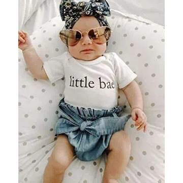 Honganda 2Pcs/Set Newborn Infant Baby Girl Romper Top+Denim Shorts Summer Outfits (White+Denim, 0-3 Months)