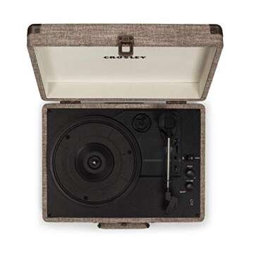 Crosley CR8005D-HA Cruiser Deluxe Vintage 3-Speed Bluetooth Suitcase Vinyl Record Player Turntable, Havana