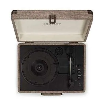 Crosley CR8005D-HA Cruiser Deluxe Vintage 3-Speed Bluetooth Suitcase Vinyl Record Player Turntable, Havana