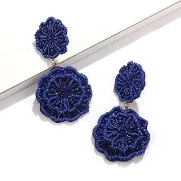 HSWE Handmade Beaded Drop Earrings for Women