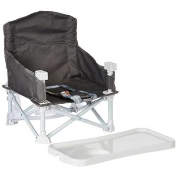 Regalo My Chair 2-in-1 Portable Travel Booster Seat & Activity Chair, Bonus Kit Includes, Oversized Removable Tray with Cup Holder, Gray