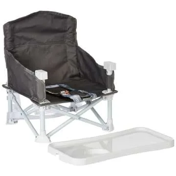 Regalo My Chair 2-in-1 Portable Travel Booster Seat & Activity Chair, Bonus Kit Includes, Oversized Removable Tray with Cup Holder, Gray