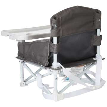 Regalo My Chair 2-in-1 Portable Travel Booster Seat & Activity Chair, Bonus Kit Includes, Oversized Removable Tray with Cup Holder, Gray