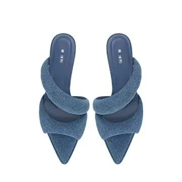 Shop JW PEI Denim Blue Sara Mule Heeled Sandals