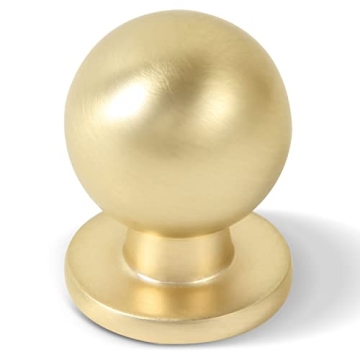 Khtumeware 10 Pack 1 Inch Round Brushed Brass Cabinet Knobs for Stylish Home Upgrades