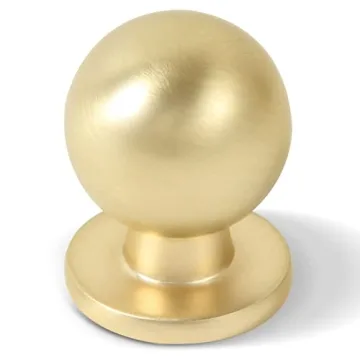 Khtumeware 10 Pack 1 Inch Round Brushed Brass Cabinet Knobs for Stylish Home Upgrades