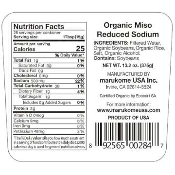 Marukome Organic Broth, Reduced Sodium Miso Paste, 13.2 OZ