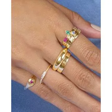 Aojun 14K Gold Filled Ring High Polish Plain Tarnish Resistant Comfort Fit Eternity Wedding Band 1mm 2mm 3mm 4mm 5mm 6mm 8mm Ring for Women Men (Gold-3MM, 9)