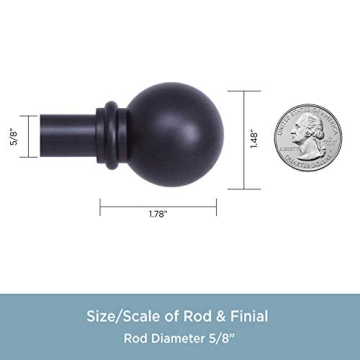 Kenney Chelsea Ball Adjustable Window Curtain Rod Black