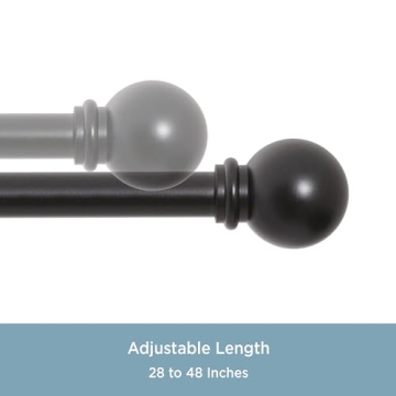Kenney Chelsea Ball Adjustable Window Curtain Rod Black