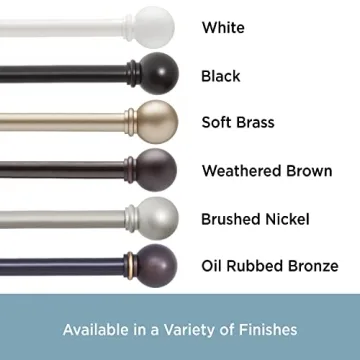 Kenney Chelsea Ball Adjustable Window Curtain Rod Black