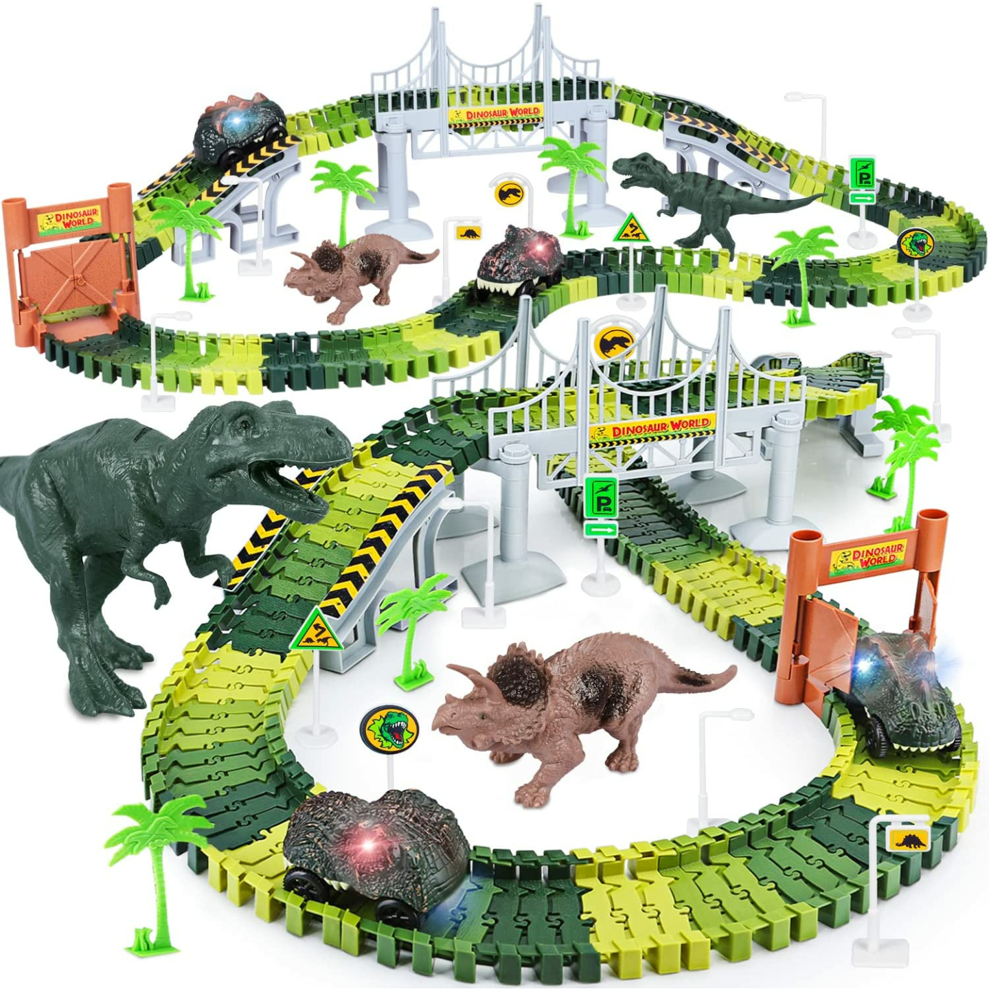 Dinosaur Toys Road Race Playset for Kids Ages 3-6