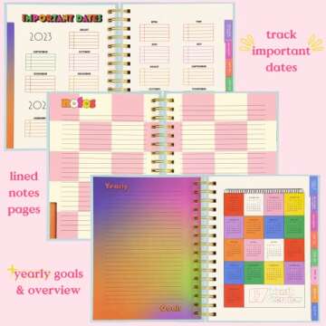ban.do Daily Planner 2023-2024, Large Weekly Planner Dated August 2023 - December 2024, Hardcover Self Care Journal, Spiral Planner with Monthly Calendar, Stickers, & Pockets, All Leading to Something