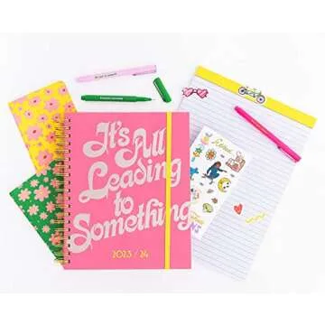 ban.do Daily Planner 2023-2024, Large Weekly Planner Dated August 2023 - December 2024, Hardcover Self Care Journal, Spiral Planner with Monthly Calendar, Stickers, & Pockets, All Leading to Something