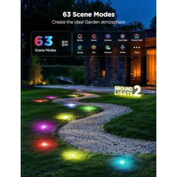 Govee Outdoor Ground Lights 2, 100ft Outdoor Lights for Patio, 30 Pack RGBIC Pathway Lights with 100LM Warm White, IP67 Waterproof for Garden, Splitter Connector, Works with Alexa, Google Assistant