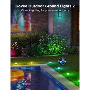Govee Outdoor Ground Lights 2, 100ft Outdoor Lights for Patio, 30 Pack RGBIC Pathway Lights with 100LM Warm White, IP67 Waterproof for Garden, Splitter Connector, Works with Alexa, Google Assistant