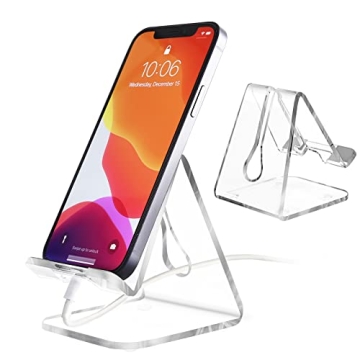 JINSHVEG Acrylic Cell Phone Holder/Stand - Ergonomic Design for 4-10'' Phones