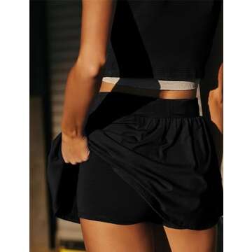 Seetaa Womens Tennis Athletic Dress 2 Piece Workout Hot Shot Skort Set Mini Golf Active Skirt Built-in Shorts and Pocket