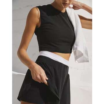 Seetaa Womens Tennis Athletic Dress 2 Piece Workout Hot Shot Skort Set Mini Golf Active Skirt Built-in Shorts and Pocket