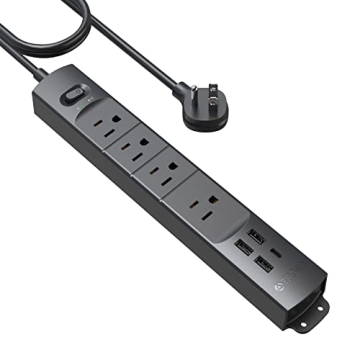 TROND Surge Protector Power Strip: 4 Outlets, USB Charging & Wall Mountable