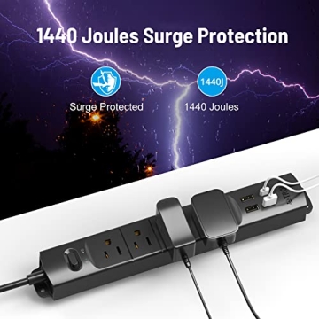 TROND Power Strip with USB, Surge Protection & Flat Plug