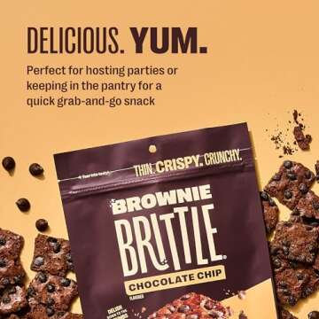 Brownie Brittle – Original Chocolate Chip Thin and Crispy Sweet Snacks, Family Size (Pack of 1, 14 oz), Rich Gourmet Brownie Bites Dessert