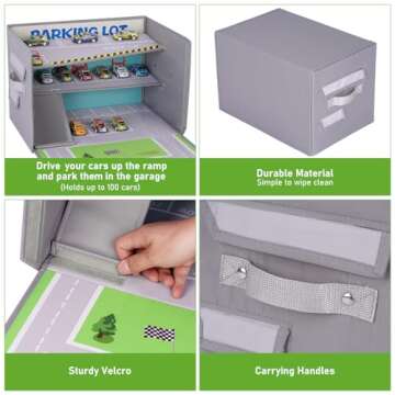 Livememory Toy Car Garage Box for Easy Storage and Fun