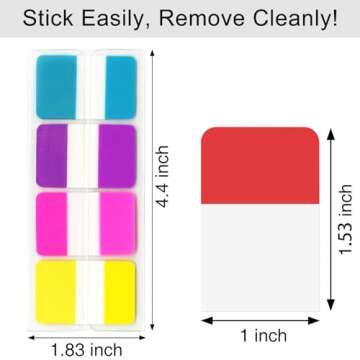 KICNIC Sticky Index Tabs 480 Pieces, 1 Inch Divider Tabs Stick On, Page Marker Bookmark, Write Tab F...