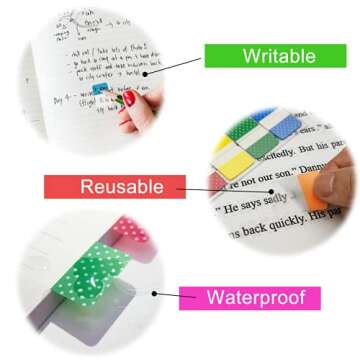 KICNIC Sticky Index Tabs 480 Pieces, 1 Inch Divider Tabs Stick On, Page Marker Bookmark, Write Tab Flags Self Adhesive, 6 Dispensers, 20 Pcs/Color